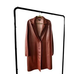 Penta Genuine Leather Coat | Long Brown Jacket | Made in USA | Size M